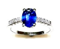 Anello Sommer Donna Classici in Oro bianco Zaffiro blu 0.93 Ct ZAF CT 0.93 DIA CT 0.12 F/VS - ZAF CT 0.93 DIA CT 0.12 F/VS
